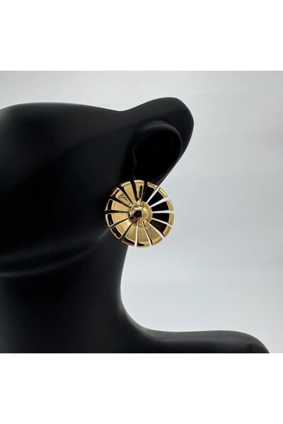 TAKIŞINA Steel Gold Sun Earrings - Gold