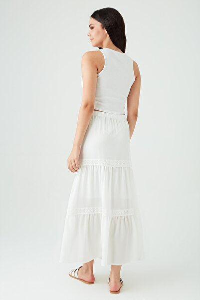 Select Moda Жіноча довга спідниця з білим мереживом