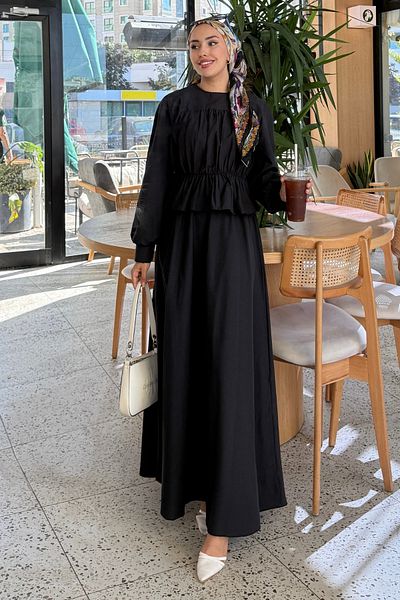 Tesettür Diyarı Gathered Detailed Skirt Shirt Hijab Suit