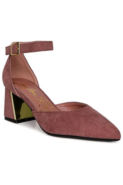 london Rag Women Blush Metallic Accent Angle Heeled Sandals