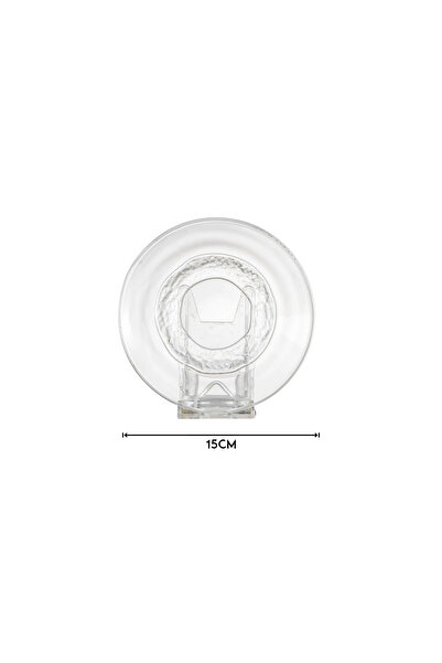 Dania Glass dessert plate set with metal stand, 6 pieces, plate size 15 cm