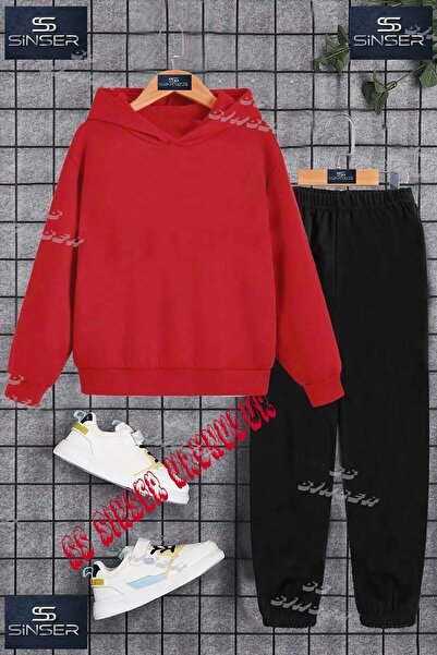 SS SİNSER Çocuk Unısex "KISLIK SADE MODEL" Özel Baskılı Kapşolu Eşofman Takımı