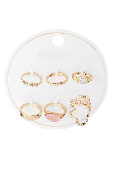 New Obsessions 6'lı Altın Kaplama Yüzük Seti