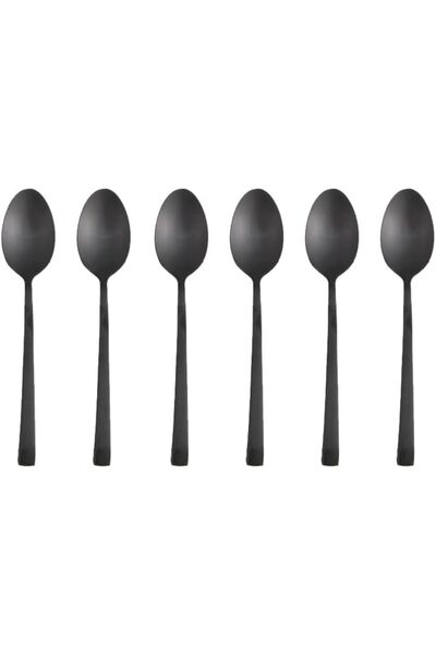 LiderGlobal . Quantum Matte Black Coffee Spoon 14 cm 6 Pieces 903970