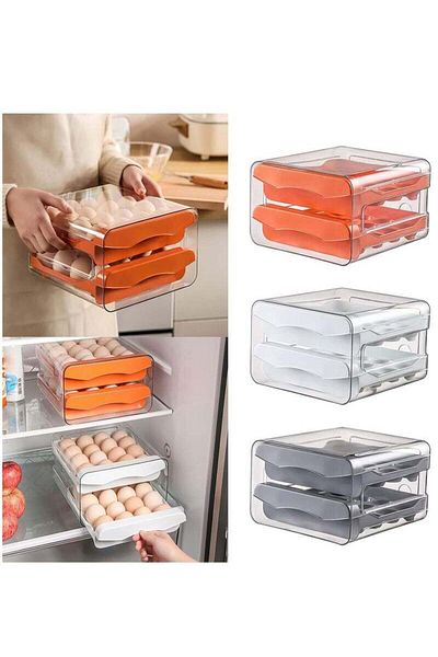 COOYA Egg Storage Box,Double-layer drawer design,With lids,Easy To Carry,Saves Space