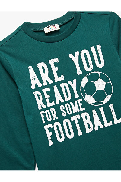 Koton Βαμβακερό μακρυμάνικο μπλουζάκι με στάμπα ποδοσφαίρου