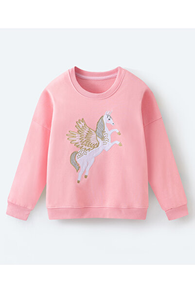 SAPS Sweatshirt with Winged Unicorn Appliqué - Pink