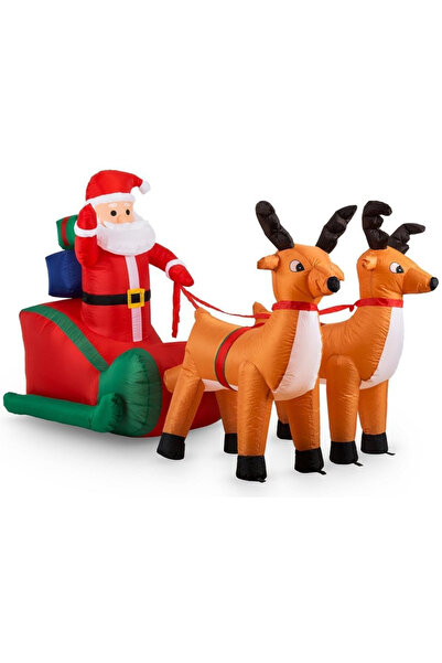 SDX Market Moș Crăciun gonflabil pe sanie cu 2 reni cu lumini, 240 cm SDX 9203R