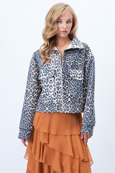 Trend Alaçatı Stili Women's Brown Beige Double Pocket Zippered Jacket Alc-X13275