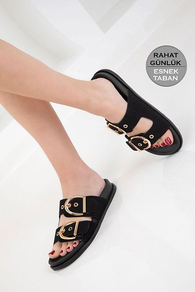 SOHO Black Suede Women's Slippers 20621