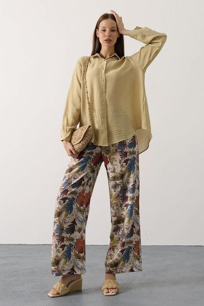 Trendyol Collection Multicolor Patterned Pants and Shirt Woven Bottom - Top Set Twoaw26Au00104