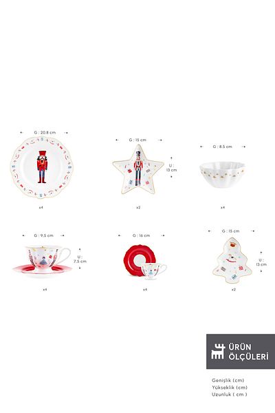 Karaca New Year Nutcracker 20 Piece Breakfast Set for 4 People