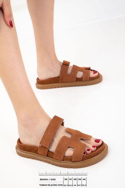 SOHO Tan Suede Women's Slippers 20697