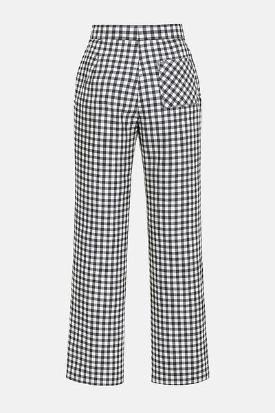 Trendyol Collection Black-Multicolor Plaid/Gingham High Waist Ankle Length Wide Leg Pants Twoss25Pl00132
