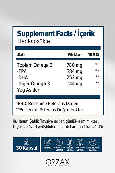 Ocean Orzax Plus 1200mg Omega 3 Saf Balık Yağı 30 Kapsül