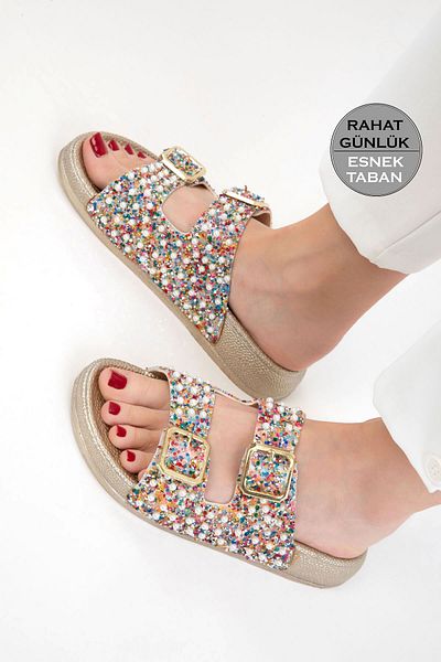 SOHO Gold-Multi Women's Slippers 20627