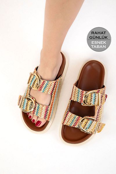 SOHO Straw-Multi Women's Slippers 20698