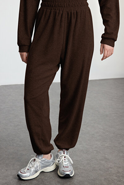 Trendyol Collection Καφέ Χαλαρή/Άνετη Πετσέτα Πλεκτή Φόρμα TWOAW22EM0138