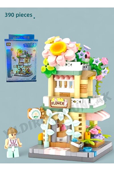YILDIRIM OYUNCAK Micro Block Flower Shop Set 390 Pieces - Building Block Construction Decorative Flower Shop