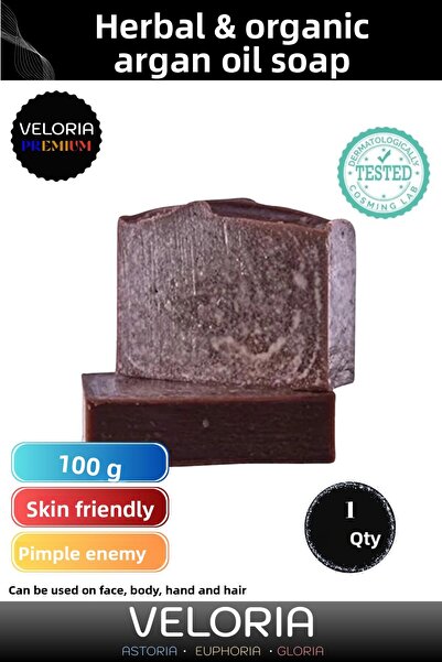 Veloria صابون زيت الأرغان العطري الممتاز 100% الطبيعي العضوي لشعر الوجه والجسم