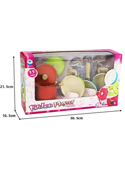 Toyaş 11 Piece Colorful Enamel Pots Set Girls Toy Dollhouse Toys Pots Pan Cookware Set Metal