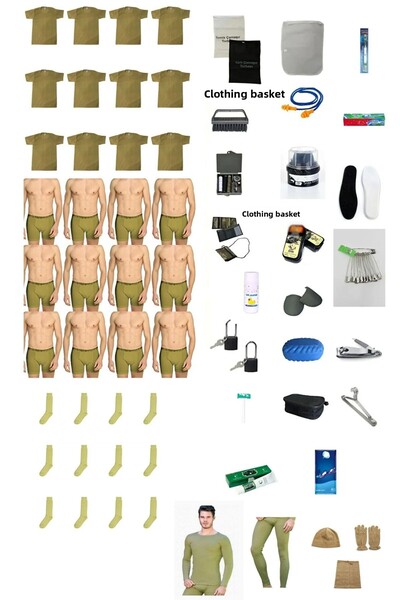 giyimsepeti مجموعة الخدمة العسكرية المكونة من 12 قطعة، حقيبة جندي أساسية للتج...