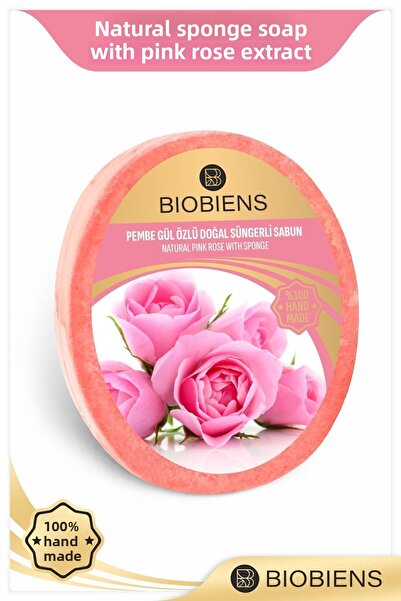 Biobiens الاستحمام بخلاصة الورد الوردي وصابون إسفنجي طبيعي خاص للبشرة
