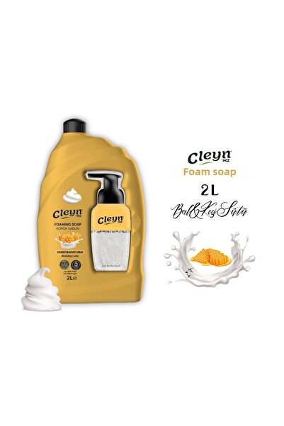 Cleyn صابون سائل رغوي بنكهة العسل وحليب الماعز 2 لتر + 500 متر موزع صابون مضخ...