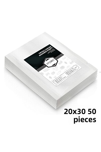 VI'ORIO 20X30 Serrated Vacuum Machine Bag 50 Pieces