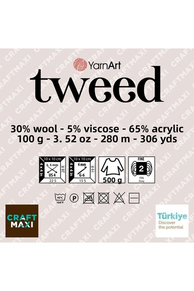 Yarnart تويد - خيط محبوك يدويًا باللون الأزرق الداكن - 230