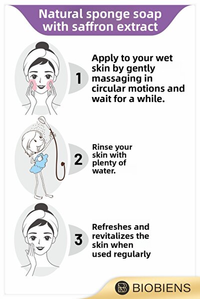 Biobiens الاستحمام بخلاصة الزعفران وصابون إسفنجي طبيعي خاص للبشرة