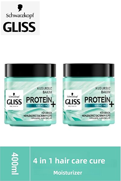 Gliss بروتين مرطب + زبدة الكاكاو 4 في 1 كريم العناية بالشعر 400 مل × 2 قطعة
