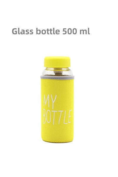 fitmart زجاجة مياه زجاجية باللون الأصفر من Adipa Pr - 500 مل