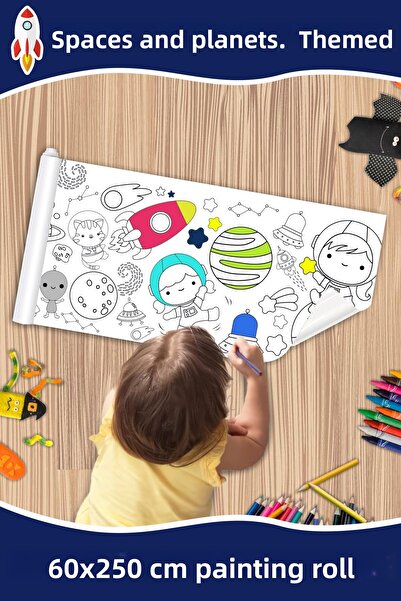 melolisa لفة رسم عملاقة تحت عنوان الفضاء والكواكب، ورق نشاط تعليمي مقاس 60 × ...