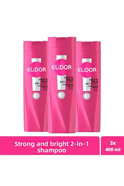 Elidor شامبو وبلسم للعناية بالشعر قوي ولامع 400 مل × 3