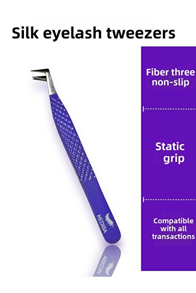 MEDIBA رموش حريرية - ملاقط كاملة، أنف غراب، طرف فايبر، جميع الرموش المطرزة