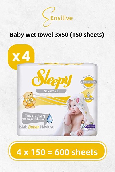 Sleepy مناديل مبللة للأطفال الحساسة - 3x50x4 قطع (600 ورقة)