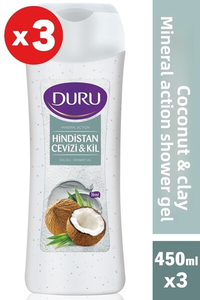 Duru Mineral Action Coconut & Clay Shower Gel 3x450ml