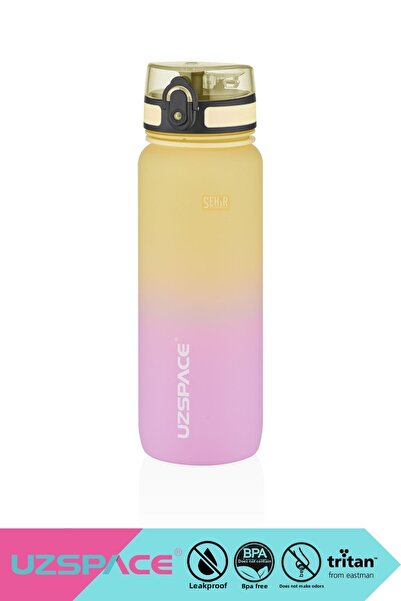 Uzspace زجاجة مياه تريتان تحفيزية جديدة مزدوجة اللون مقاومة للتسرب وخالية من مادة BPA مع غطاء قابل للقفل بسعة 800 مل