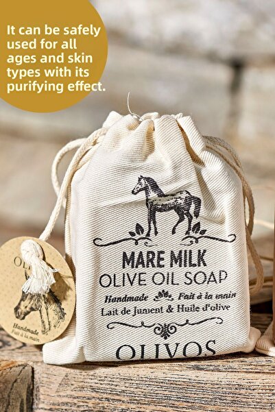 Olivos Natural Horse Milk and Olive Oil Solid Soap Horse Milk Hand Soap Moisturizing Pouch Gift 4 Pieces 150 Gr