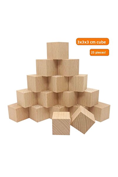 turanahşap Wooden Cube 3X3X3 cm 25 Units