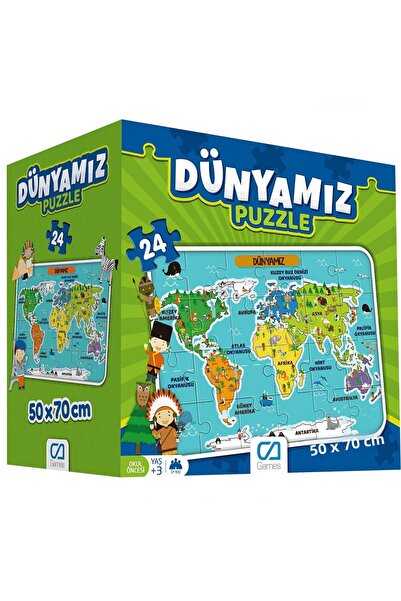 CA Games سلسلة ألغاز أرضية للأطفال مكونة من 24 قطعة مقاس 50 × 70 سم