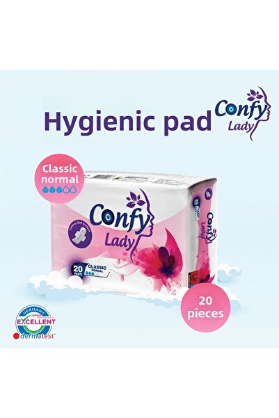 Confy Lady فوط صحية كلاسيكية عادية صديقة للبيئة 20 قطعة