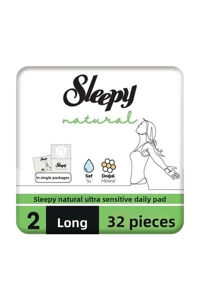 Sleepy فوط يومية طبيعية فائقة الحساسية طويلة 32 قطعة