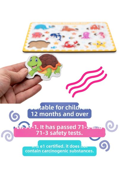 Hopiers Montessori Sea Animals Wooden Bultak Puzzle Set - Educational, Learning, and Safe Children's Toy