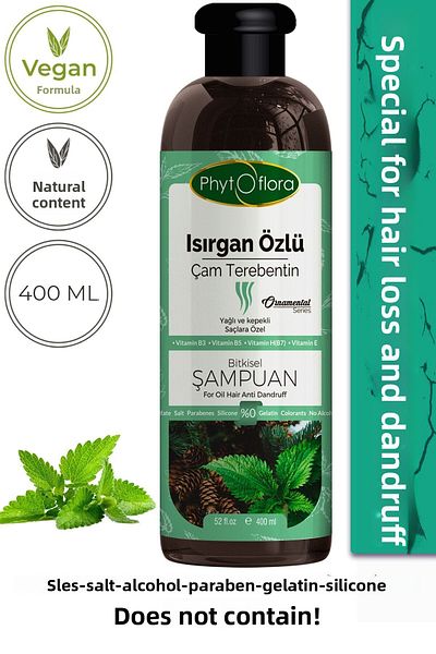 Phytoflora Salt-Free Vegetable Shampoo with Nettle Extract Special for Oily and Dandruffed Hair 400ml