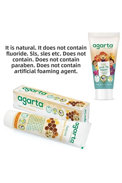 Agarta مجموعة عائلية من معجون أسنان للأطفال 100 مل + 75 مل مع دنج طبيعي