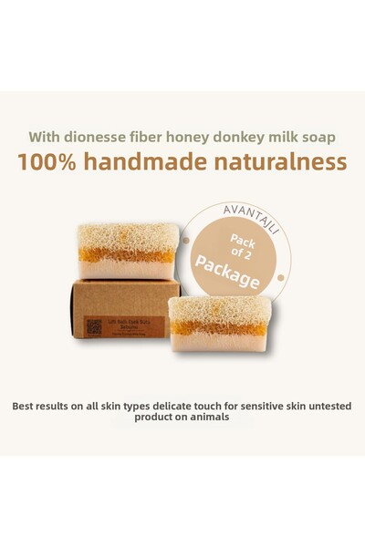 dionesse 2 Pack Pumpkin Fiber Honey Donkey Milk Soap 130 Gr - Nourishing and Handmade Soap