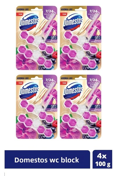 Domestos Bloc de toaletă Aroma Lux Hibiscus & Fructe Roșii 100 g
