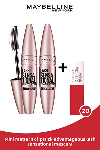 Maybelline New York عبوتان من ماسكارا Lash Sensational Black + Mini Super Sta...